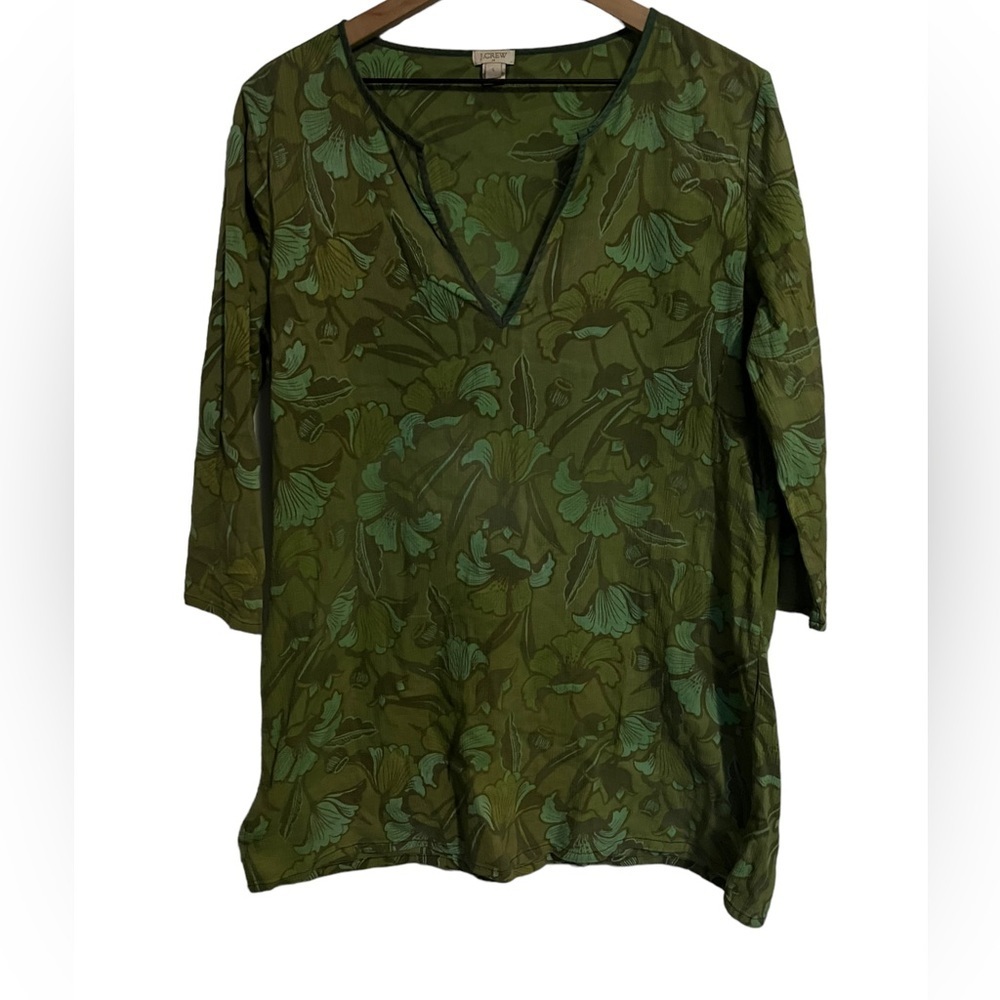 J crew green floral tunic size Womens large